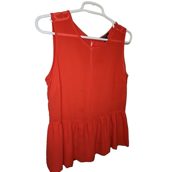 Forever 21 Blouse Womens Size Small Red Twist Front Sleeveless Tank Peplum Top - Picture 3 of 7